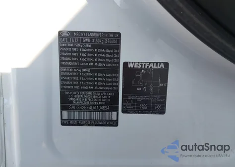 2013 Land Rover Range Rover Supercharged из США, поврежденный, VIN SALGS2EF4DA104694